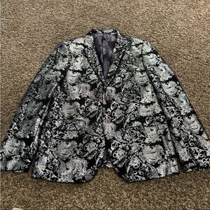 Men’s silver and black brocade slim fit blazer size medium